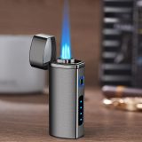 BẬT LỬA CIGAR 3 TIA BÓNG TRƠN KIM LOẠI FULLBOX – SẠC ĐIỆN + GAS