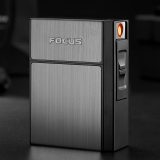 BẬT LỬA ĐIỆN KIÊM HỘP ĐỰNG THUỐC LÁ 20 ĐIẾU FOCUS YH035C - SẠC ĐIỆN