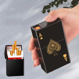 BẬT LỬA ĐIỆN KIÊM HỘP ĐỰNG THUỐC LÁ 20 ĐIẾU HÌNH LÁ BÀI - SẠC ĐIỆN